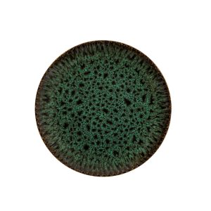 Blocho Daisy, stentøjstallerken, flad, rund, 20,5 cm, med grøn-sort dekoration og relief