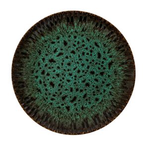 Blocho Daisy, stentøjstallerken, flad, rund, 27 cm, med grøn-sort dekoration og relief