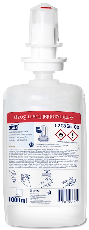 Sæbe Skum Tork Premium S4 Antimikrobiel med Ethanol 1 ltr 6 fl x 1 ltr/krt