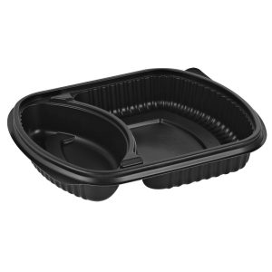 Mealbox, 2-c 625/298ml, 238x203x38 mm, black