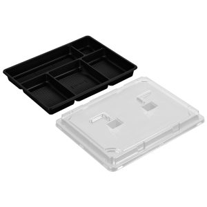 Bento bakke 5-rum 1+3+1 Set 287x222x40mm sort/transparent CH7