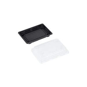 Sushi bakke med låg 350ml PS 170x120x40mm sort/transparent CH1