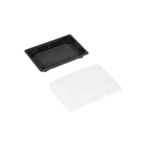 Sushi bakke med låg 400ml PS 190x130x40mm sort/transparent CH2