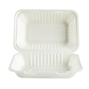 Bagasse hængslet låg, 1 rum, 230x157x45/80mm