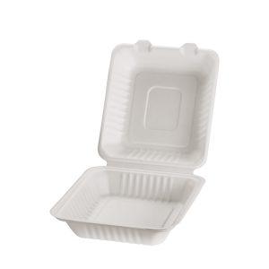 Bagasse hængslet låg, 1 rum, 217x202x44/79mm