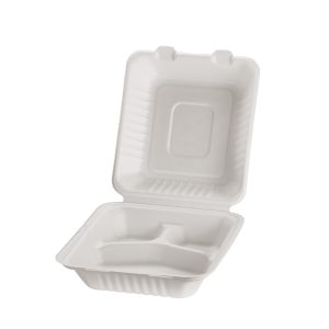 Bagasse Hængsletlåg 3-rums 217x202x44/79mm