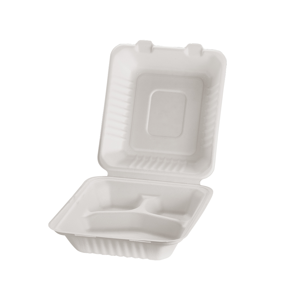Bagasse Hængsletlåg 3-rums 217x202x44/79mm
