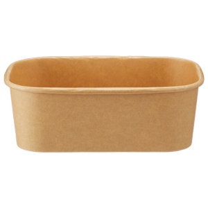Papirskål Rektangulær 750ml 172x120x58mm ubleget brun PP/PE