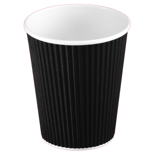 Kaffebæger, Ripple wall, 12oz 355ml, Ø90/58x112mm sort