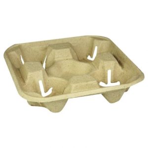 Kopholder, 4 rums, brun, ubleget pap, 215x215x42 mm