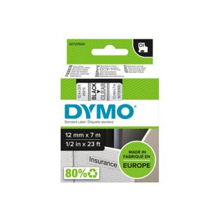 Labeltape DYMO D1 45010 S0720500 12mmx7m sort på klar