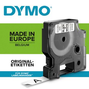Labeltape DYMO D1 45013 S0720530 12mmx7m sort på hvid