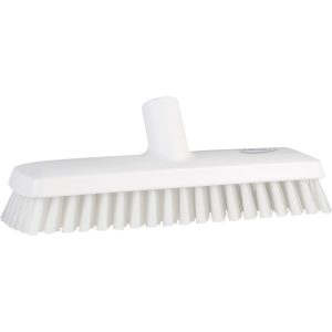 Gulvskrubbe med vandgennemløb, Vikan, hvid, 27 cm, medium børstehår