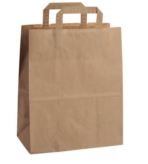 Papirpose 6l brun med hank Str: 180x107x232 mm - 500 stk/krt