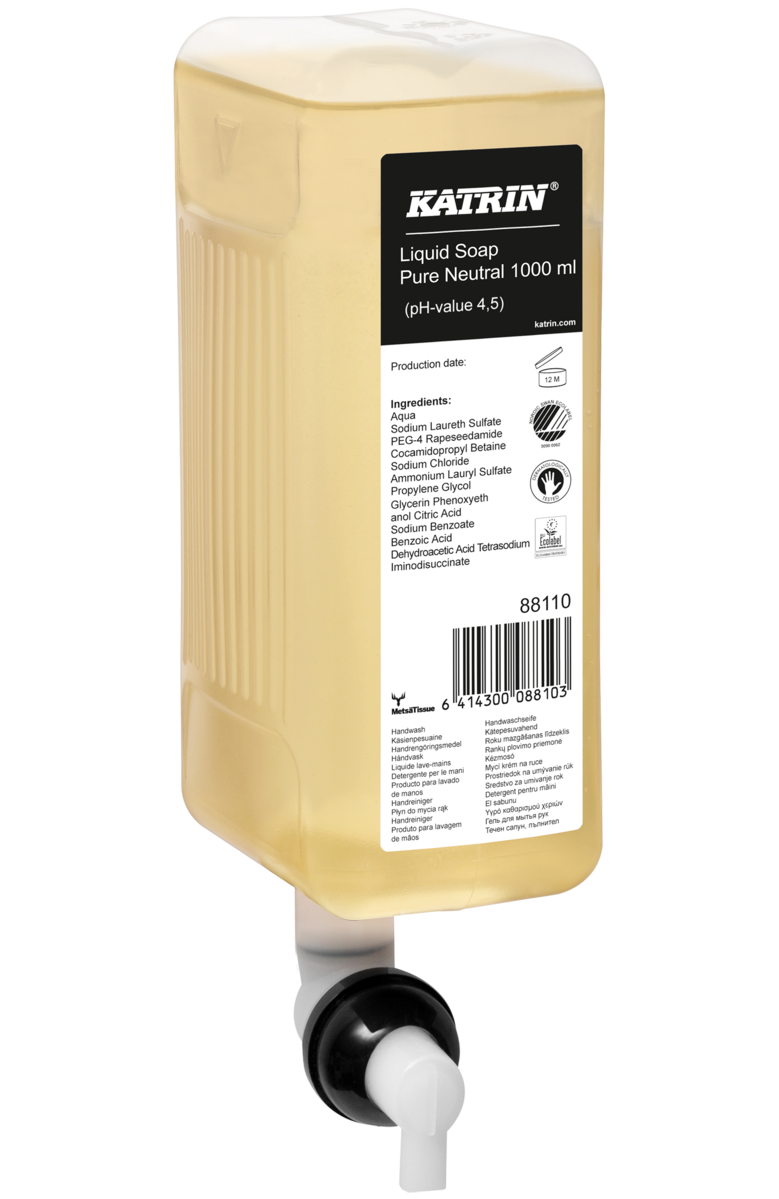 Cremesæbe, Katrin, u/farve u/parfume, 1L m/pumpe, til dispenser