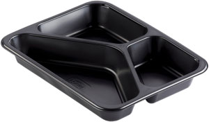 TRAY CATER PP BK 3-COMP 227X178X32 216x1/krt