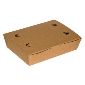 Pølseæske m/låg stor brun/hvid 200x140x50mm 2x100 stk/krt