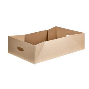 Kødkasse bund massiv pap FSC 25kg 575x375x169mm brun/brun m/håndtag
