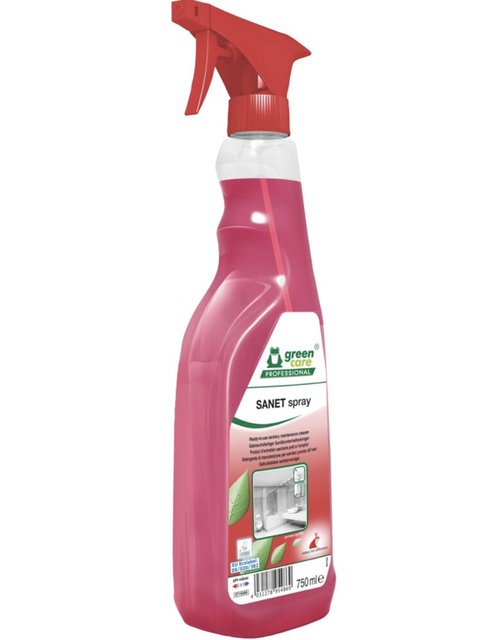 Sanitetsrengøring, Green Care, 750 ml, sur/afkalkende, m/farve og parfume
