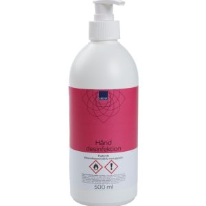 Hånddesinfektion,, 500 ml, 85% ethanol, rund flaske med pumpe 12 stk/krt
