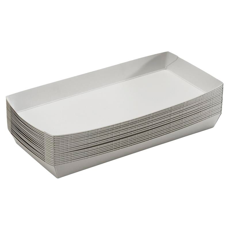 Pølsebakke m/kant, hvid, 200x90x20mm - 5x100 stk/krt