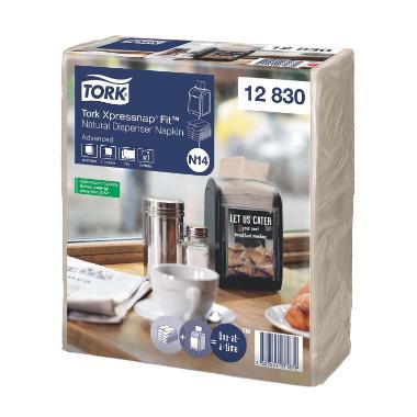 Serviet Tork N14 Xpressnap 213x165 mm 2-lag Fit Advanced Natur 6 pk x 6 bnt x 120 STK/krt