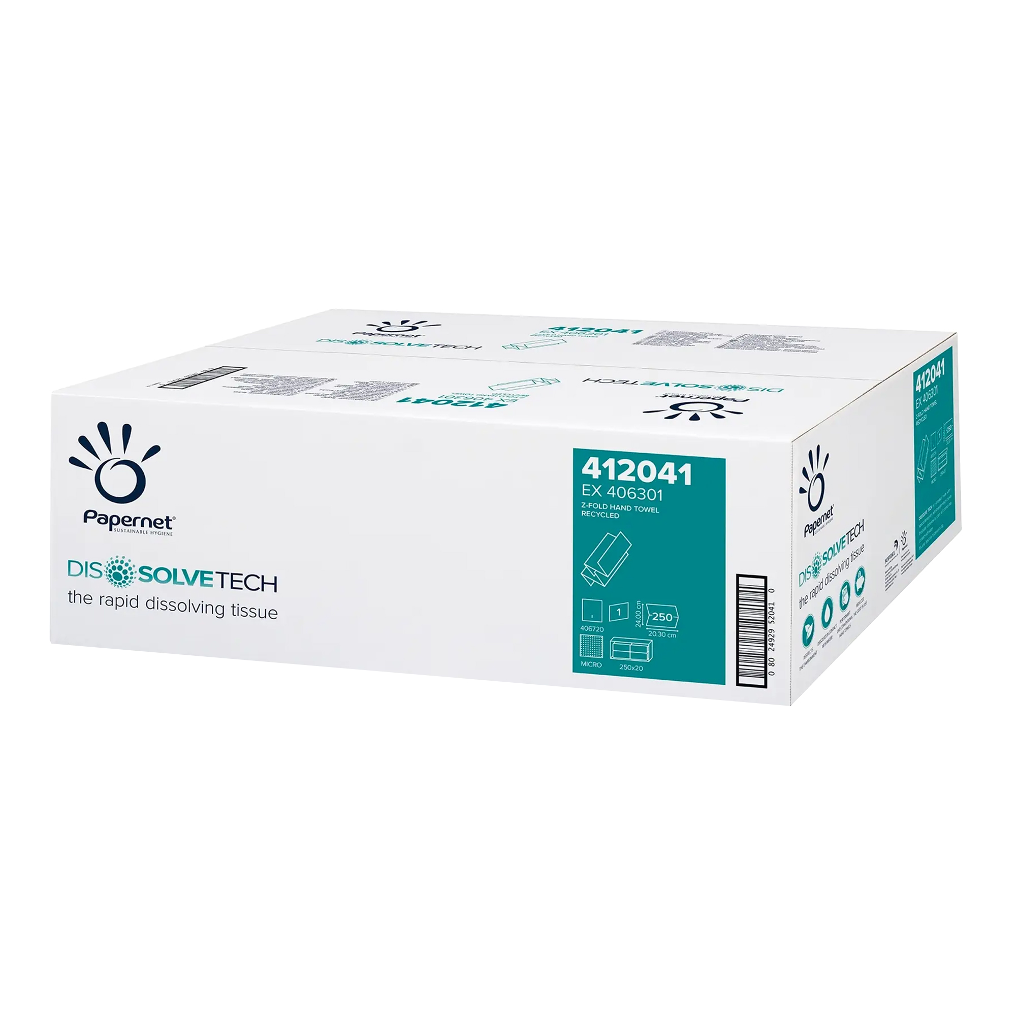 Papernet Dissolve Tech håndklædeark Z-fold natur 20,3 × 24 cm – SKU 412041