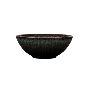 Blocho Daisy Stoneware Skål rund 80cl 21cm med grönsvart dekor samt relieff