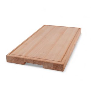 Skärbräda med handtag och spår i oljad bok 600x300x40mm