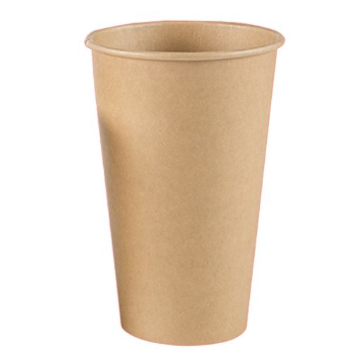 Kaffebæger, 16oz, 473ml, natur, Ø90/58x137mm, brun ubleget PE