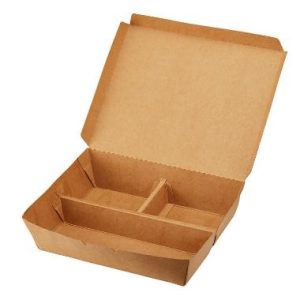 Boks 3-rum 208x172x50 mm karton med PE Brun 3x100 stk/krt
