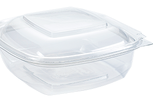 Plastbakke, m/ hæ.låg, SquarePac, 500 ml, 130x127x64, APET Klar - 600 stk/krt