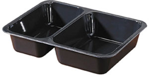 TRAY MENU CPET BK 2-COMP 225X175X43