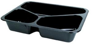 TRAY, MENU, CPET, BK, 3-COMP, 225X175X43