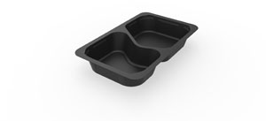 1/4GN, Menu-forme, 263x161x43 mm, sort, 2-rum
