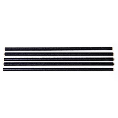 Papirsugerør, sort, 250x10 mm
