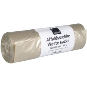 Sæk, 90 l, klar, recycled LDPE, 70x105cm