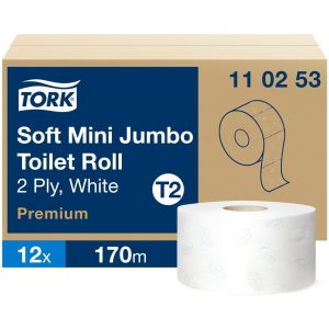 Toiletrulle Tork Premium Soft Mini Jumbo T2 hvid 170m 2 lag