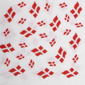 Frokostserviet, 3-lags, 1/4 fold, 33x33cm, hvid, nyfiber, med flagmotiv