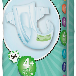 Børneble, tapeble, Bambo Nature, Maxi 4+, hvid, med vådindikator, 10-20 kg