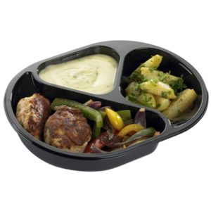 Bakke, 23,8x17,6x4,5cm, 960 ml, sort, PP, 3-rums, 200/300/460 ml, menuserie, hovedret