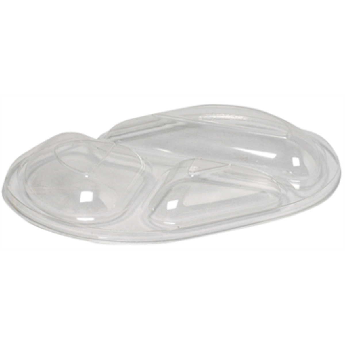 Snap-on låg, 23,8x17,6x3cm, klar, PS/OPS, oval, til 3-rums, antidug effekt