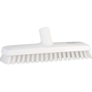 Gulvskrubbe m. vandgennemløb, Vikan, hvid, PP, 27 cm