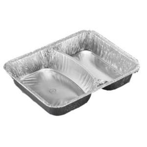 Alubakke 2-rum 495/645 ml 227x178x39 mm