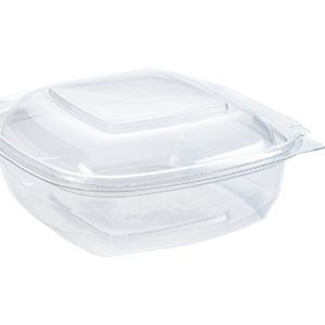 Plastbakke, m/ hæ.låg, SquarePac, 500 ml, 130x127x64, APET Klar