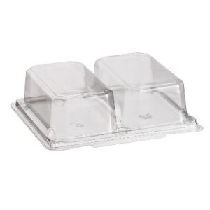 Lunchbakke rekt klar PET 162x135x45mm 2-rums 5041 m/låg smørrebrød
