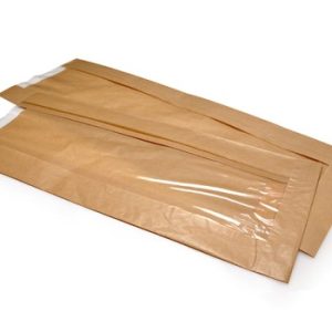 Franskbrødspose 1/2 brun rib 140/70x340mm 40g m/rude
